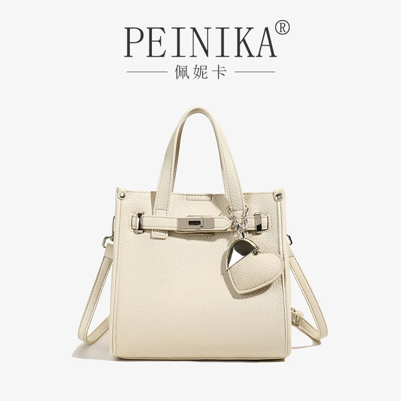 轻奢女士凯莉包2025新款荔枝纹韩小众简约时尚通勤手提单肩斜挎包