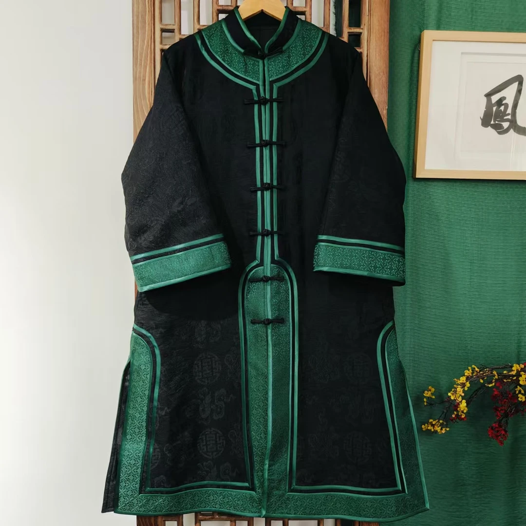 (LS470) 凤徕兮私人定制黑色福禄底对襟包边立领盘扣棉服  棉