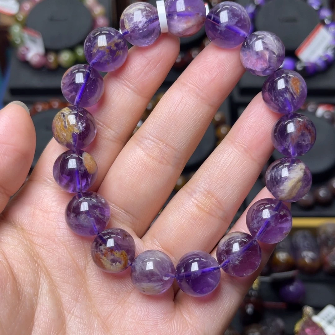 手链水晶未镶嵌紫幽灵单圈12mm