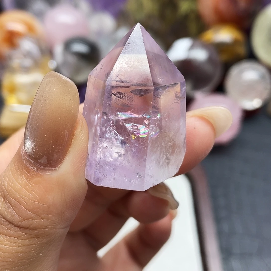 水晶珠宝半成品未镶嵌50爆彩紫水晶
