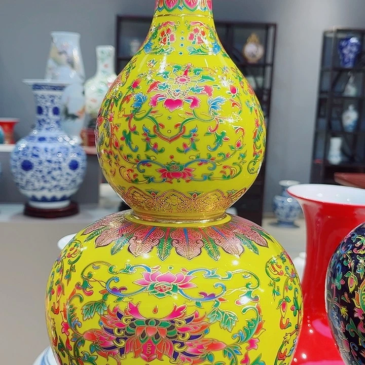 陶瓷景德镇陶黄色葫芦一只
