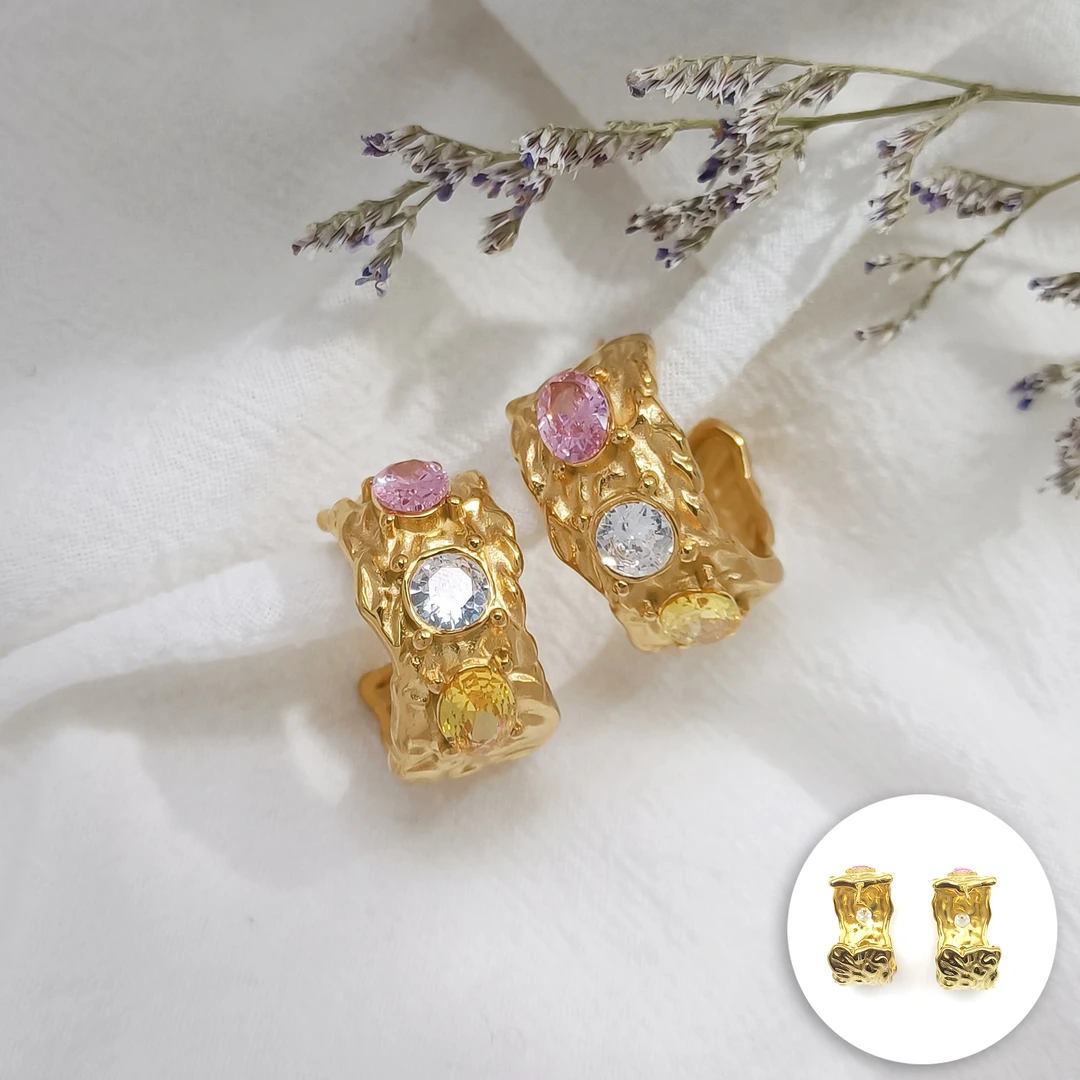 钛钢合成锆石耳饰 WDRG-006325【净棱环亮】耳饰百搭时尚轻奢