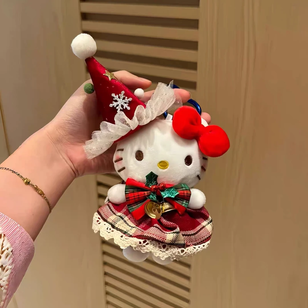 新款圣诞帽Kitty包包挂件卡通毛绒公仔玩偶凯蒂猫钥匙扣礼物圣诞P