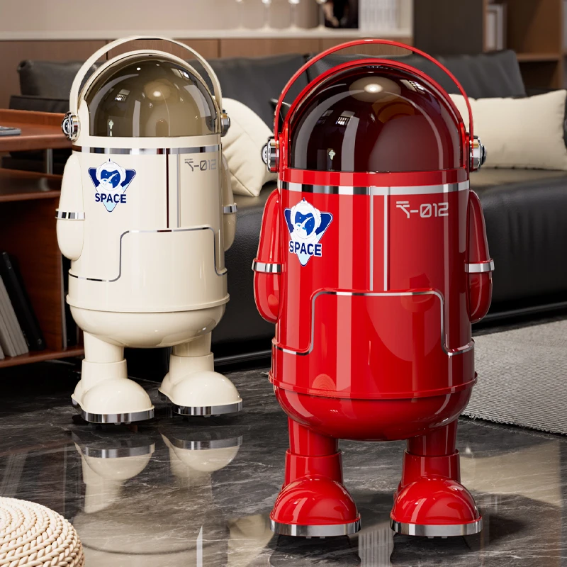 太空人垃圾桶客厅家用2025新款厨房卧室高档免弯腰带盖大容量纸篓