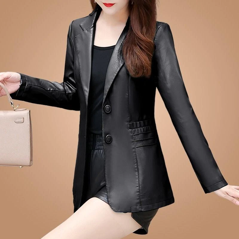 皮衣外套女2025年新款秋季今年流行时尚短款机车黑色西装休闲夹克