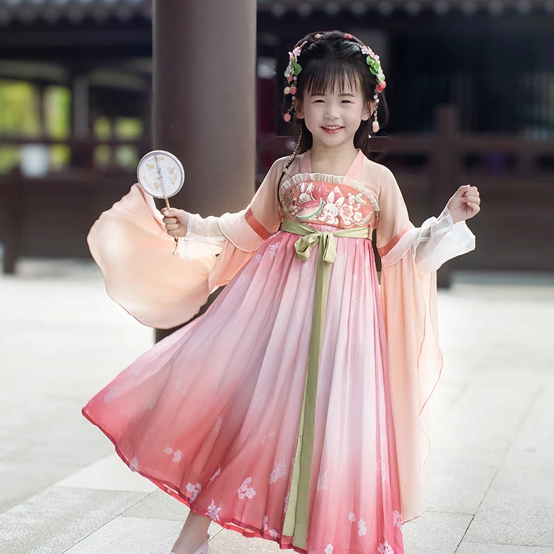 【嫣语霏霏】夏款连衣裙汉尚华莲汉服女童装国风儿童汉服2025新款