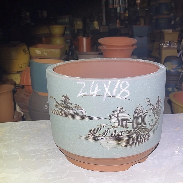 紫砂紫砂花盆和小