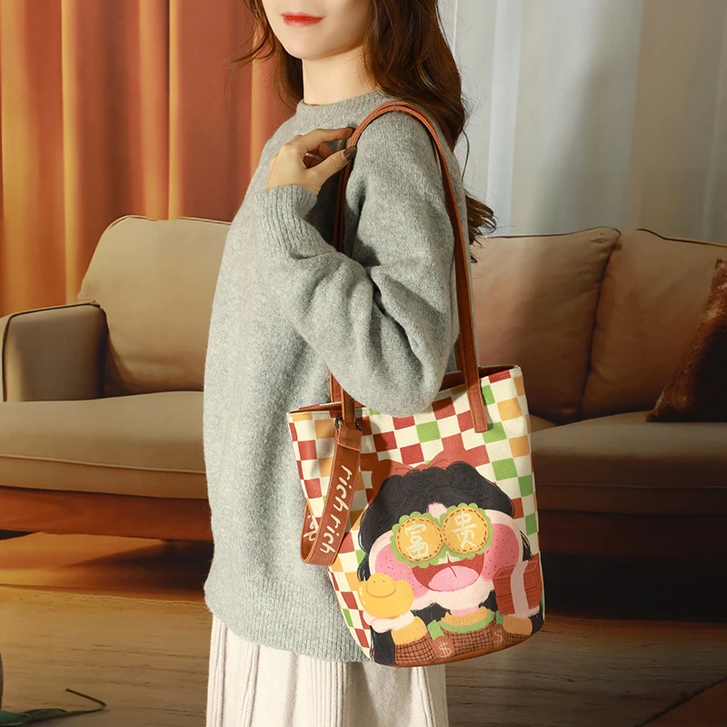 【直播专属】新年发财大号水桶包富贵送礼钱袋子春节手提帆布