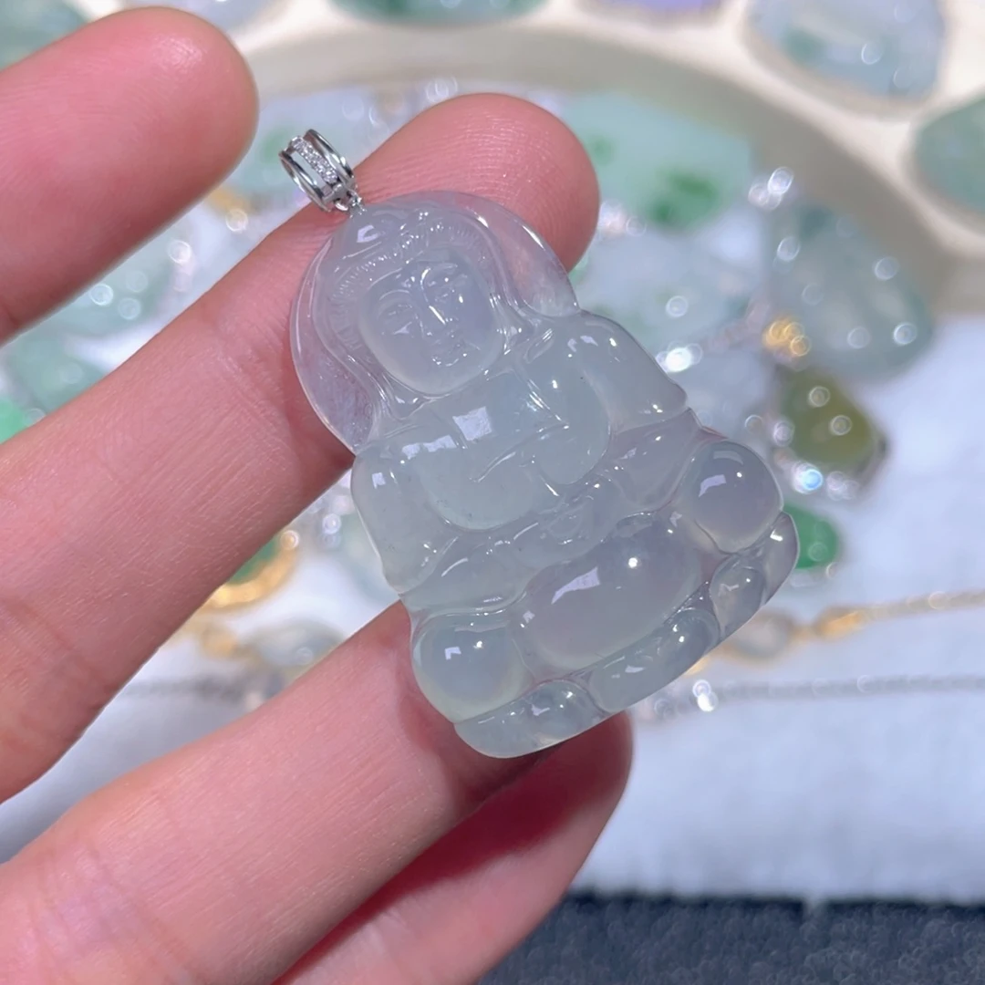颈饰18K金镶嵌翡翠翡翠