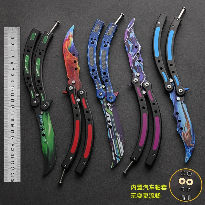 【全钢】csgo蝴蝶CSGO练习甩手未开刃安全训练玩具模型解压玩具