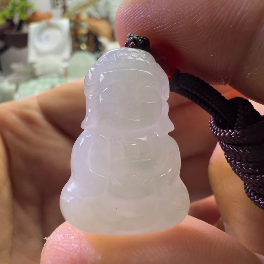 翡翠未镶嵌颈饰缅甸A货翡翠宝宝佛
