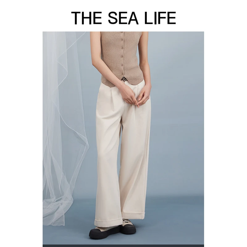 THESEALIFE欧海一生阔腿裤夏高腰廓形休闲裤 不含腰带15711