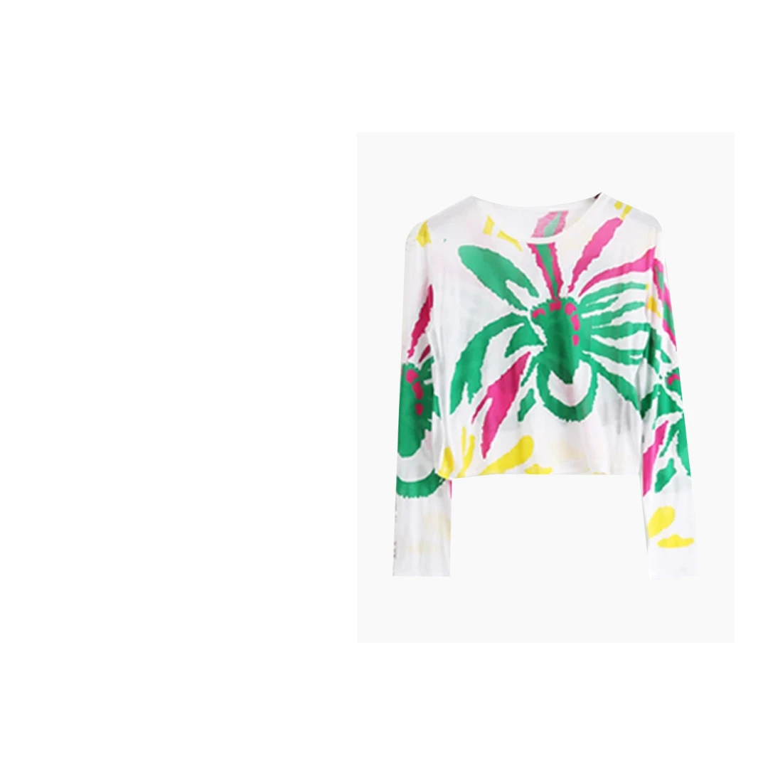 【子子】CT8758夏季薄款长袖t恤2025印花休闲打底衫