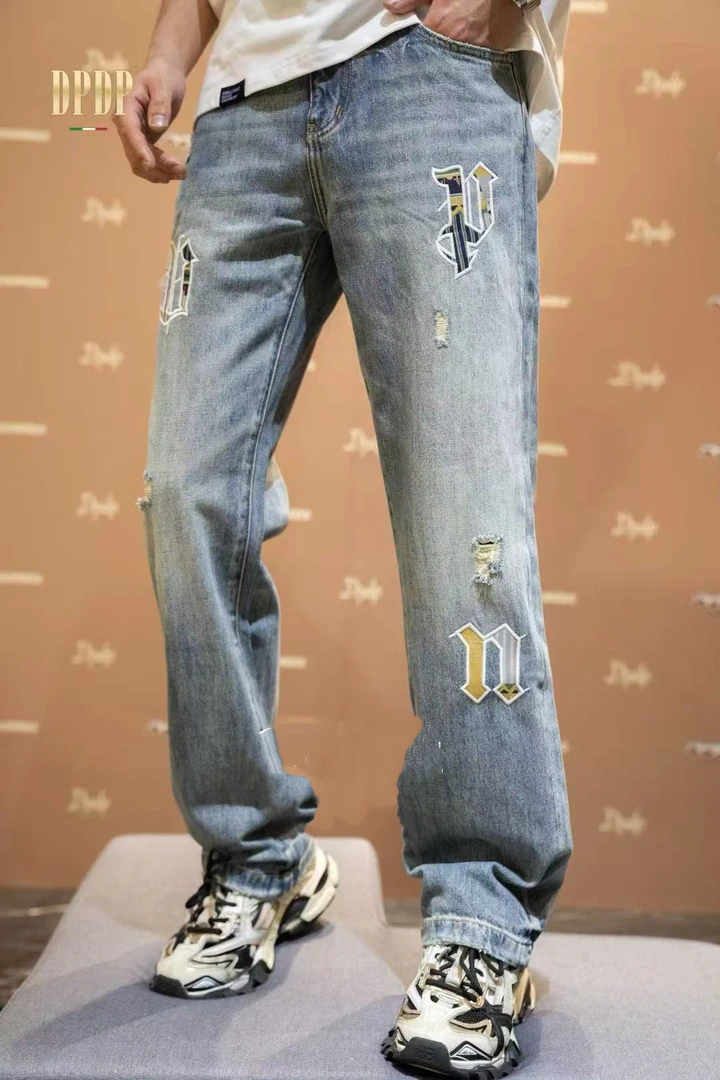 欧品春秋新款男士牛仔裤时尚个性潮流高端休闲百搭牛仔裤 1073