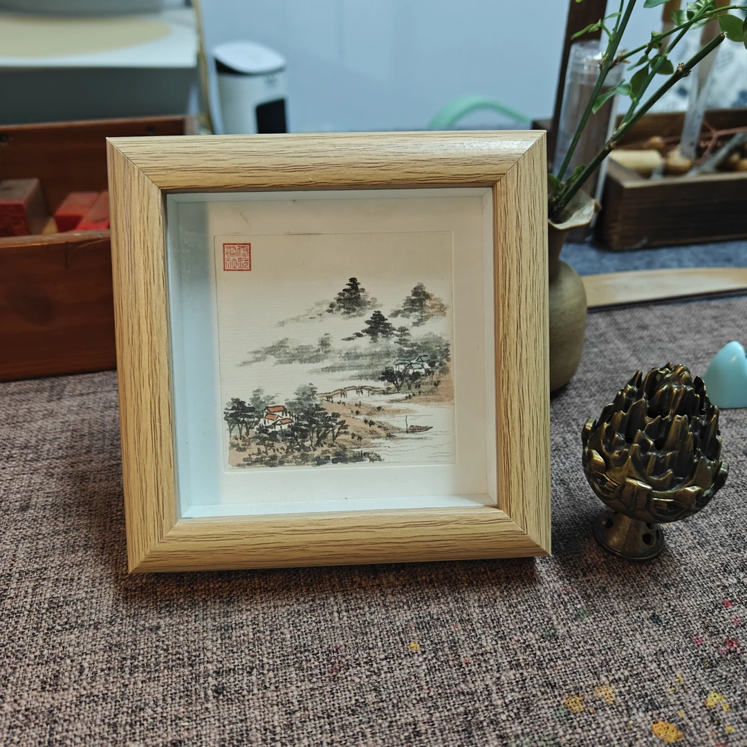 文艺书法玻璃木质中空桌面摆台相框多种尺寸可选