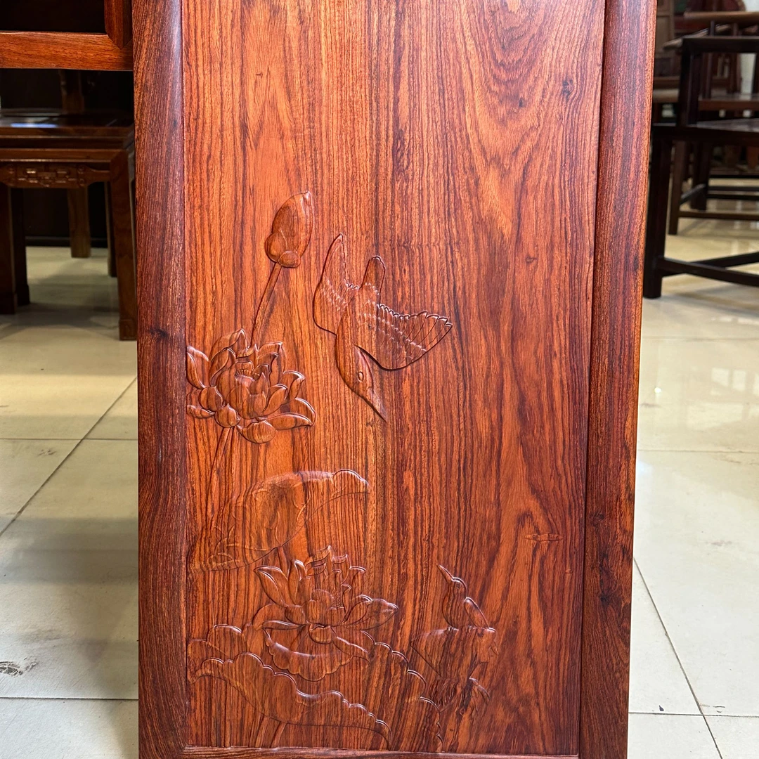 紫檀荷塘月色挂画家用实用实木榫卯壁画装饰