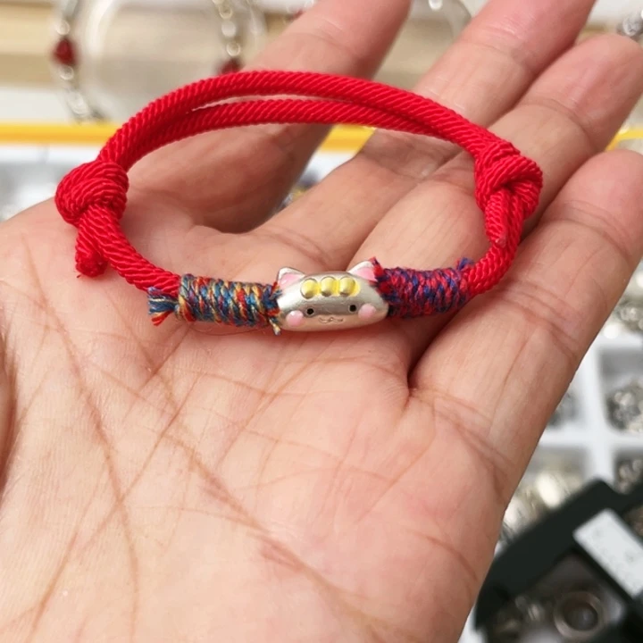 珐琅吊坠足银法棍猫