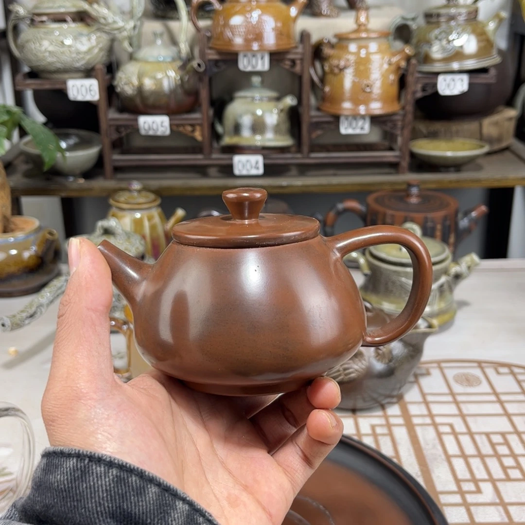 220cc古铜色石瓢，建水紫陶全手工制作