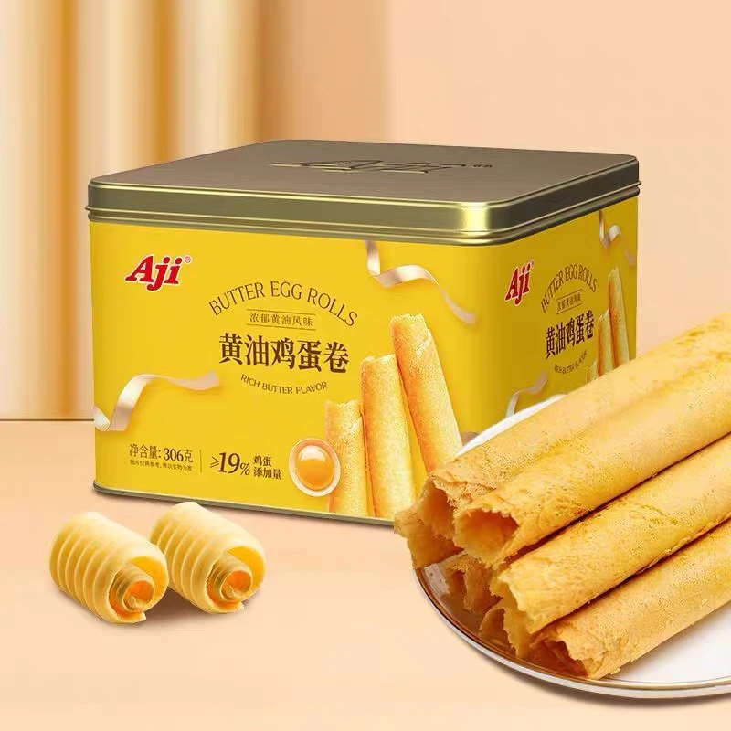Aji黄油鸡蛋卷送礼年货独立礼盒罐装港式休闲零食小吃