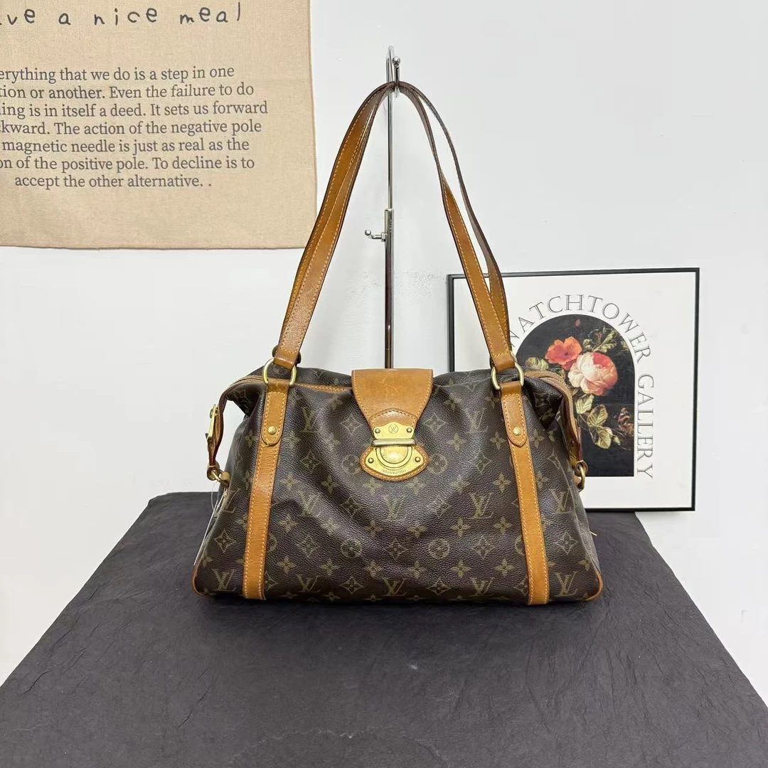 95新 LouisVuitton/路易威登 lv老花金扣南瓜包/托特包/单肩包