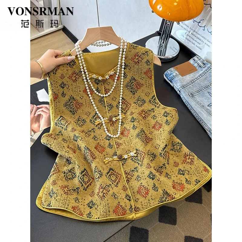 新中式国风超火减龄马甲女款2025新款高级感唐装盘扣坎肩马夹上衣