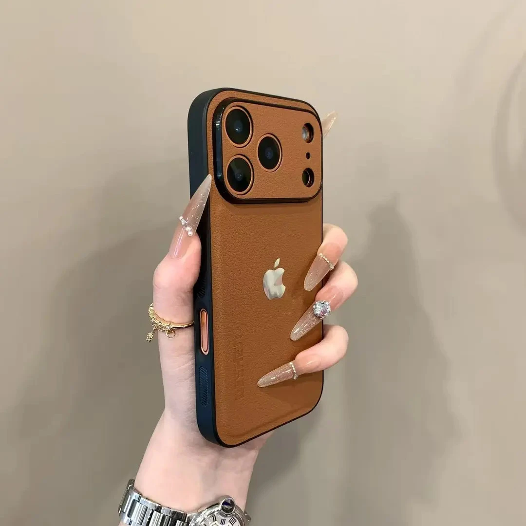 高级复古素皮纹适用苹果17pro手机壳iPhone16pm秋冬15新款14