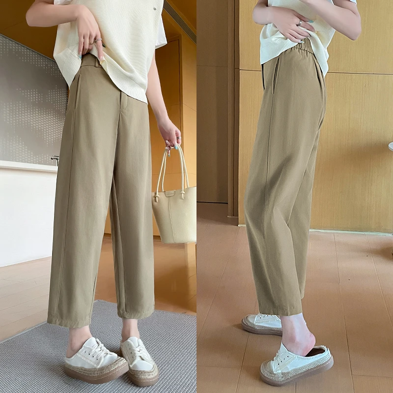 冰丝哈伦西装裤女夏季新款薄款休闲直筒小个子萝卜九分显瘦烟管裤