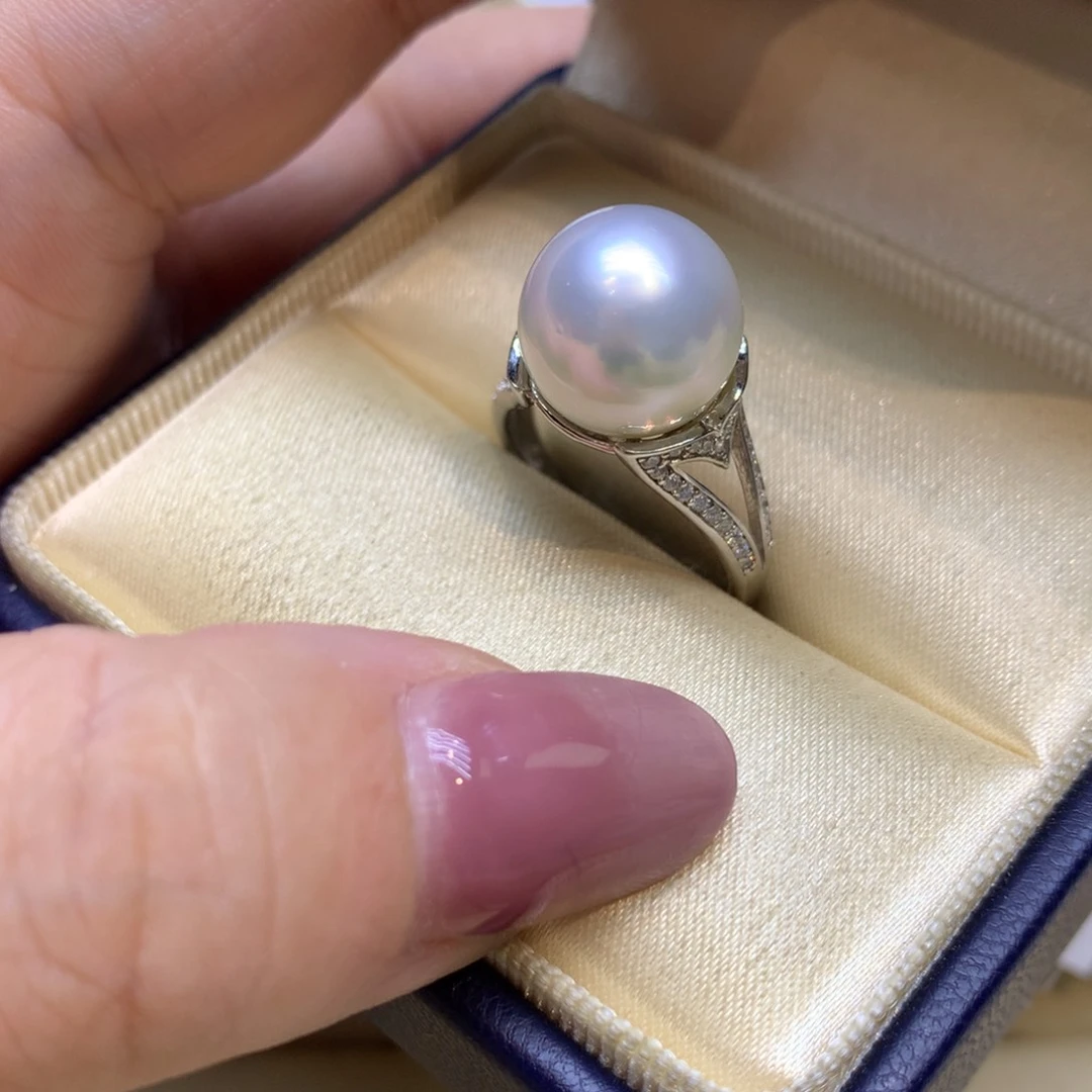银S925镶嵌戒指海水珍珠