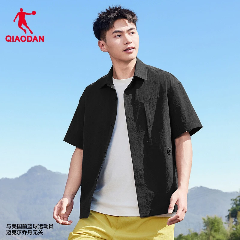 乔丹短袖衬衫男2025夏季新款男士透气宽松休闲户外运动梭织上衣