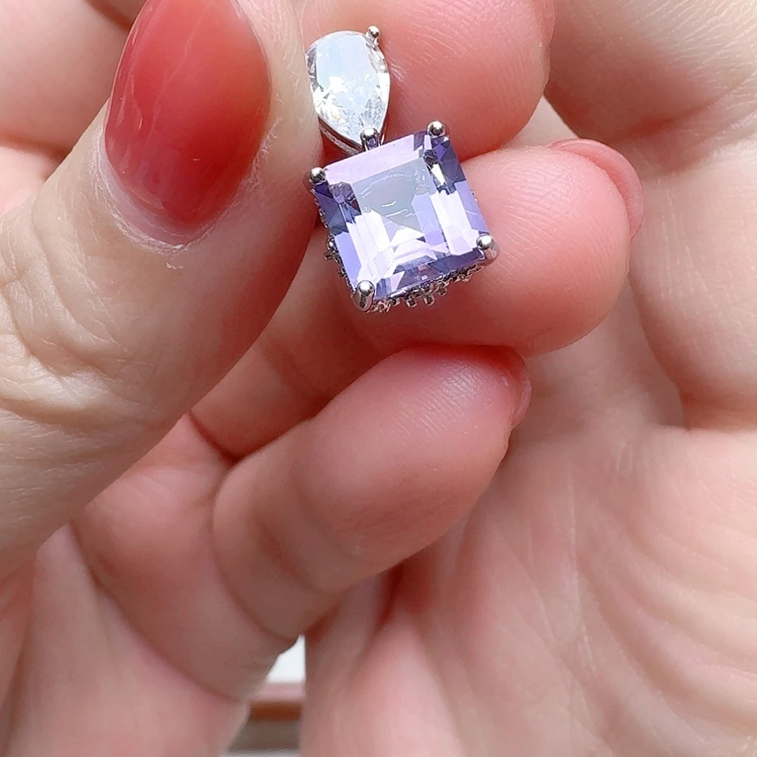 水晶吊坠(不含链)银S925镶嵌吊坠