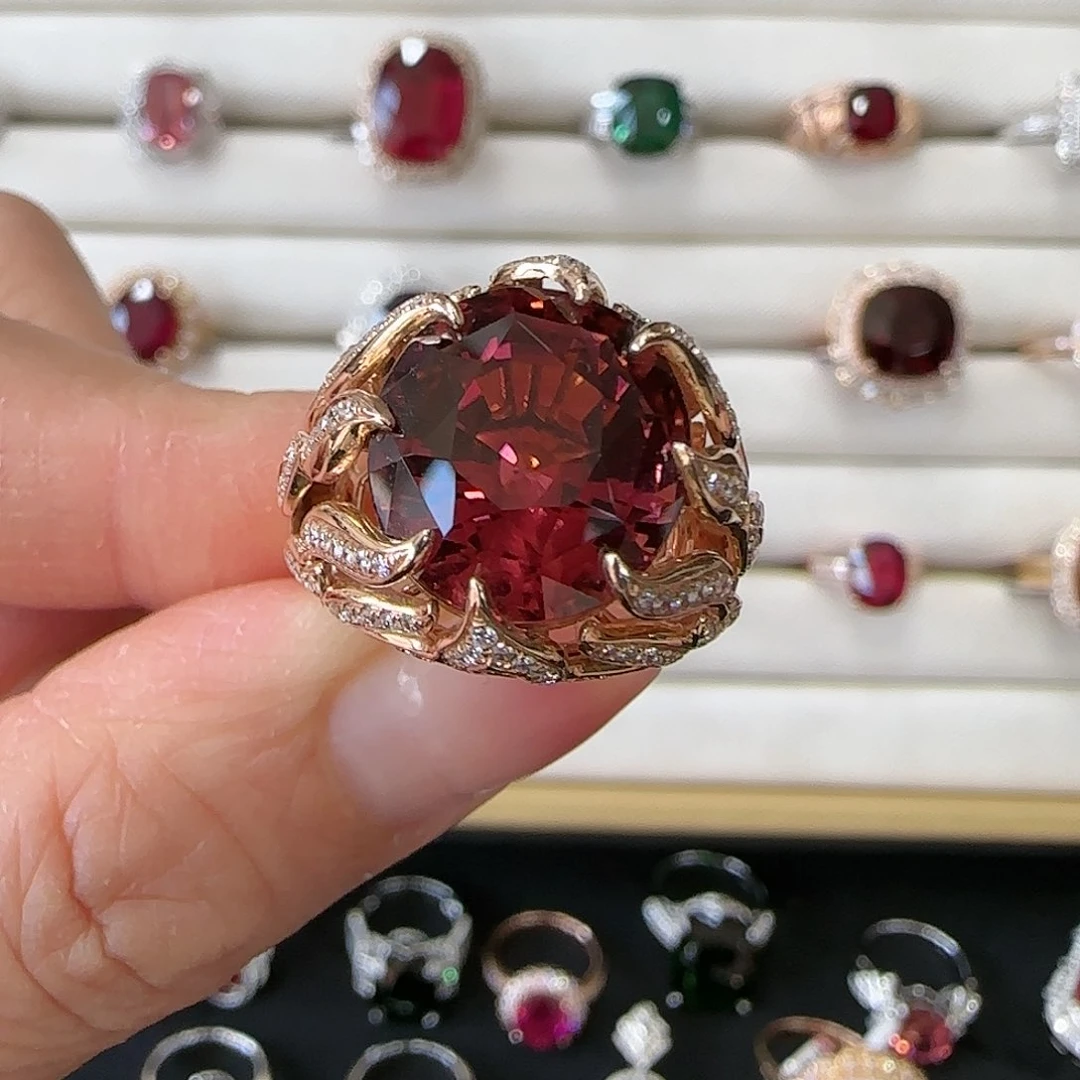 碧玺戒指18K金镶嵌10.54ct