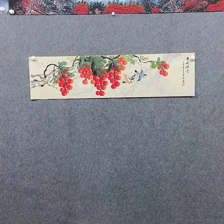 国画四尺对开花鸟一副