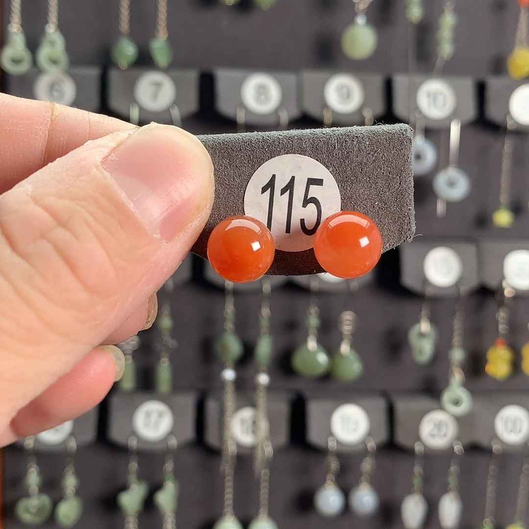 银S925镶嵌南红玛瑙耳饰容****?115