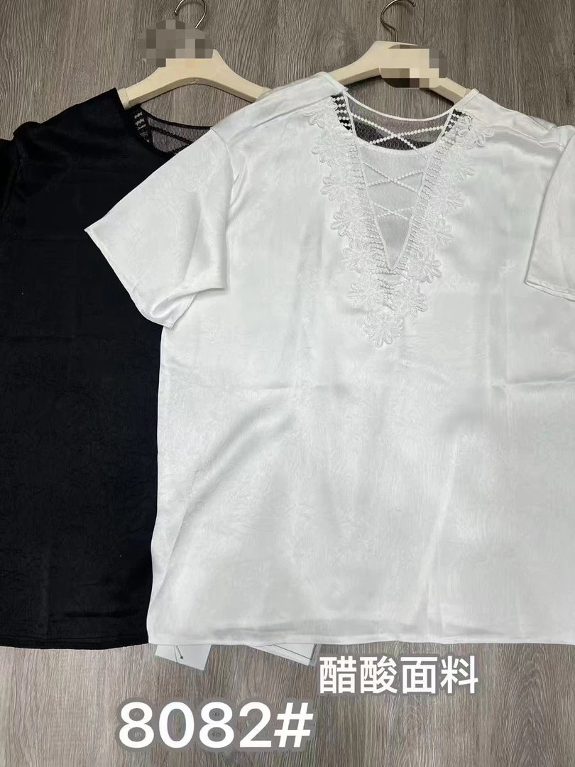 【蜜爷家】拼接蕾丝圆领露背宽松上衣8082#