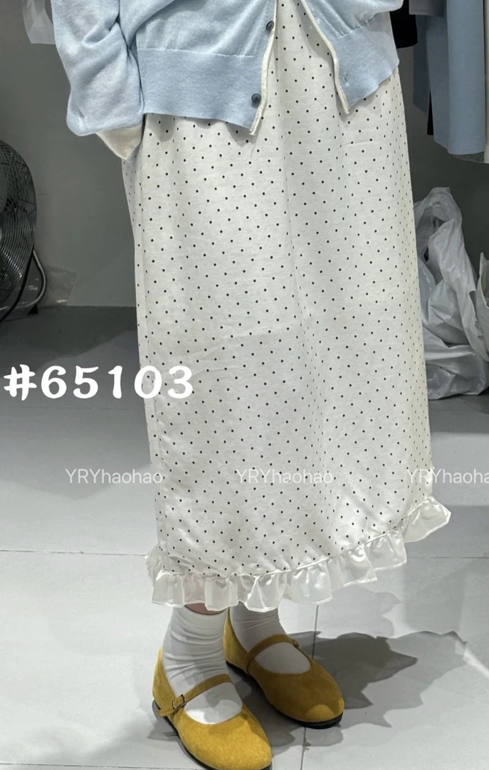 波点木耳边半身裙103