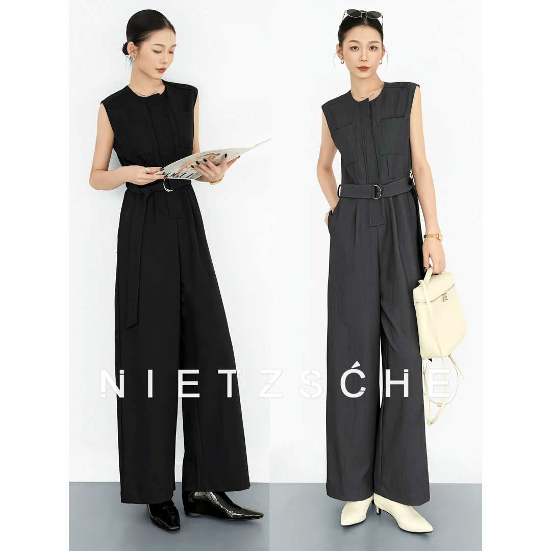 Nietzsche｜冷萃连体裤｜醋酸x桑蚕丝x羊毛 高级无袖收腰裤子50236