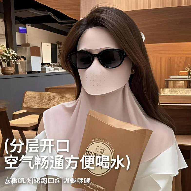 护颈脸基尼防紫外线透气孔夏季面罩】【可喝水款防晒防风遮阳升级款