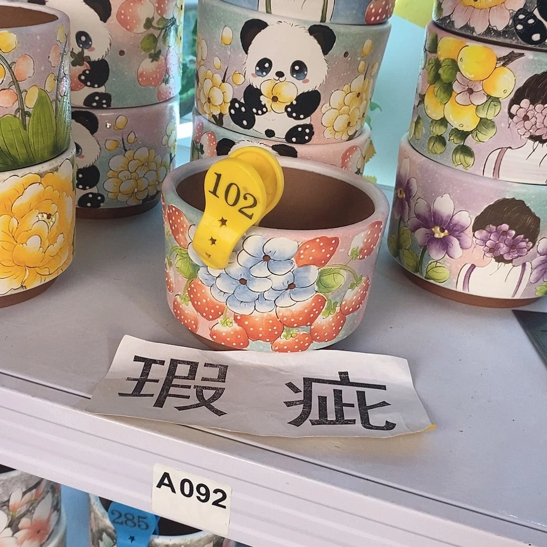 紫砂花盆红陶手绘花盆