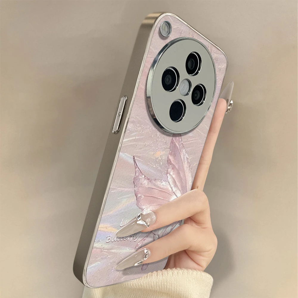 流光蝴蝶适用opporeno14pro手机壳13/12全包镜头防摔可爱羊皮新款