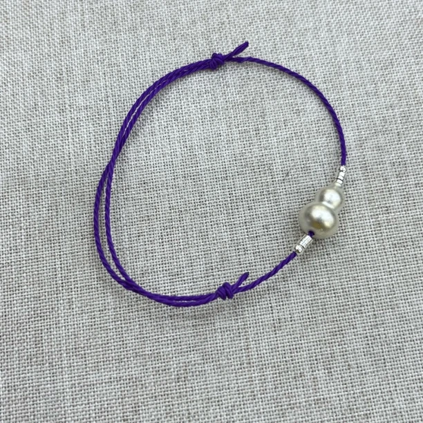 足银布艺手链 5707-足银葫芦紫色编绳手链8*12mm
