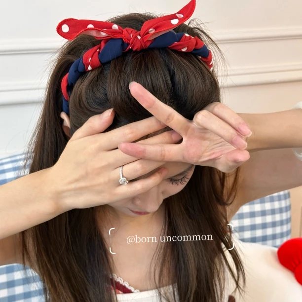 港风甜美兔耳朵麻花带齿发箍女夏日高颅顶洗脸头箍时尚发卡发饰