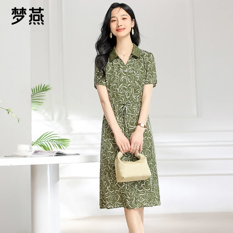 梦燕夏季女款时尚百搭气质优雅宽松休闲舒适简约连衣裙BB02B5500