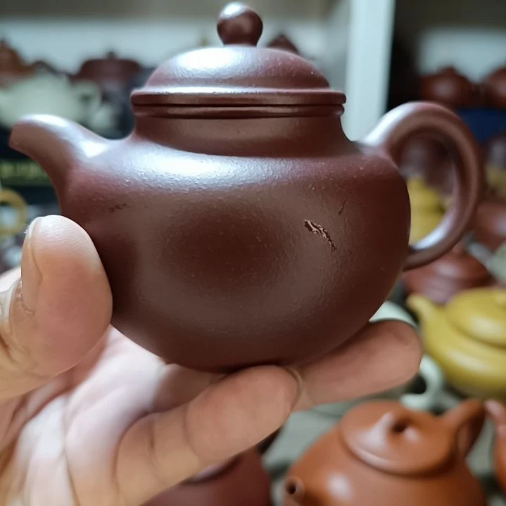 紫砂茶盘原矿紫茄泥莲子内推260cc半手工