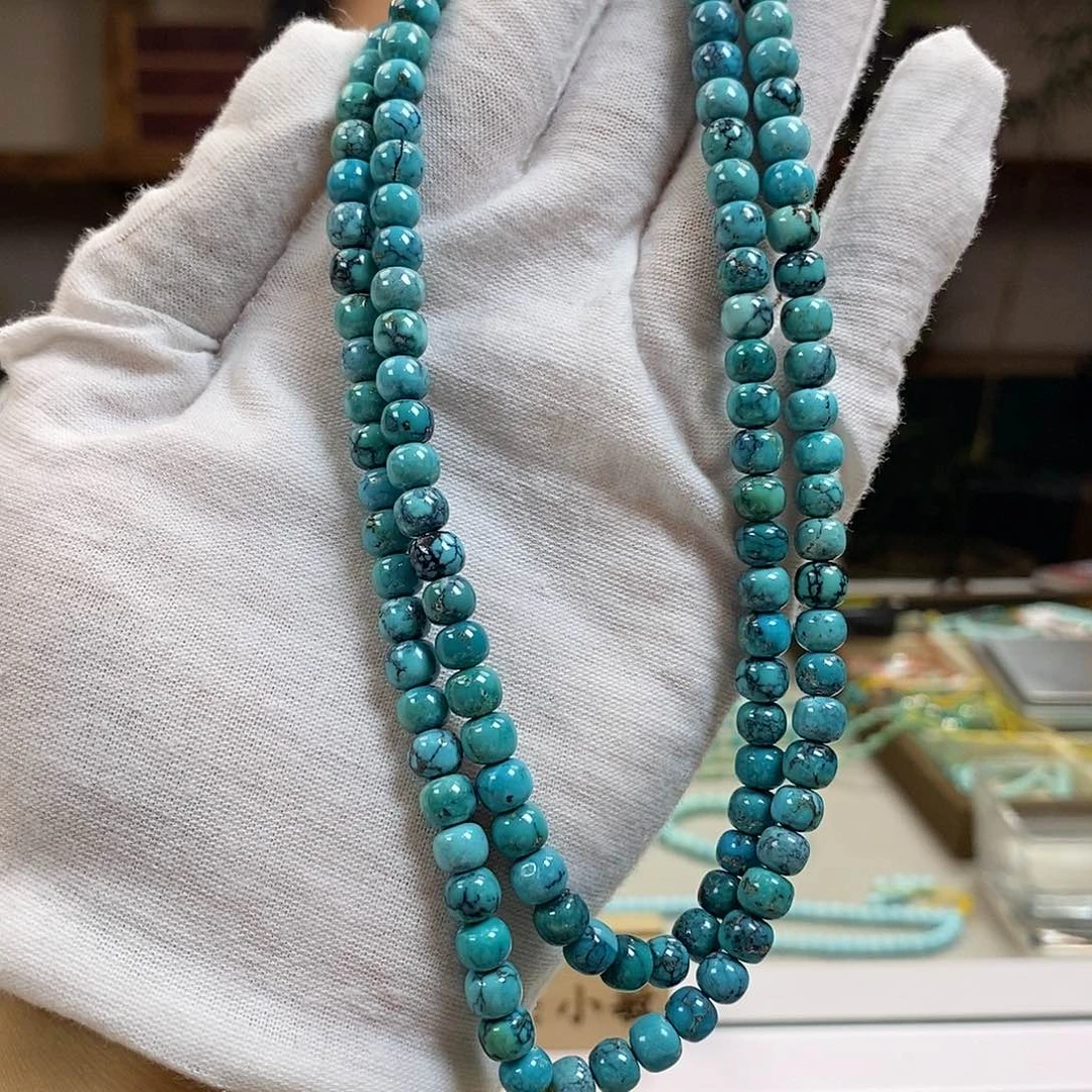 绿松石A21绿水鬼水草纹108未镶嵌