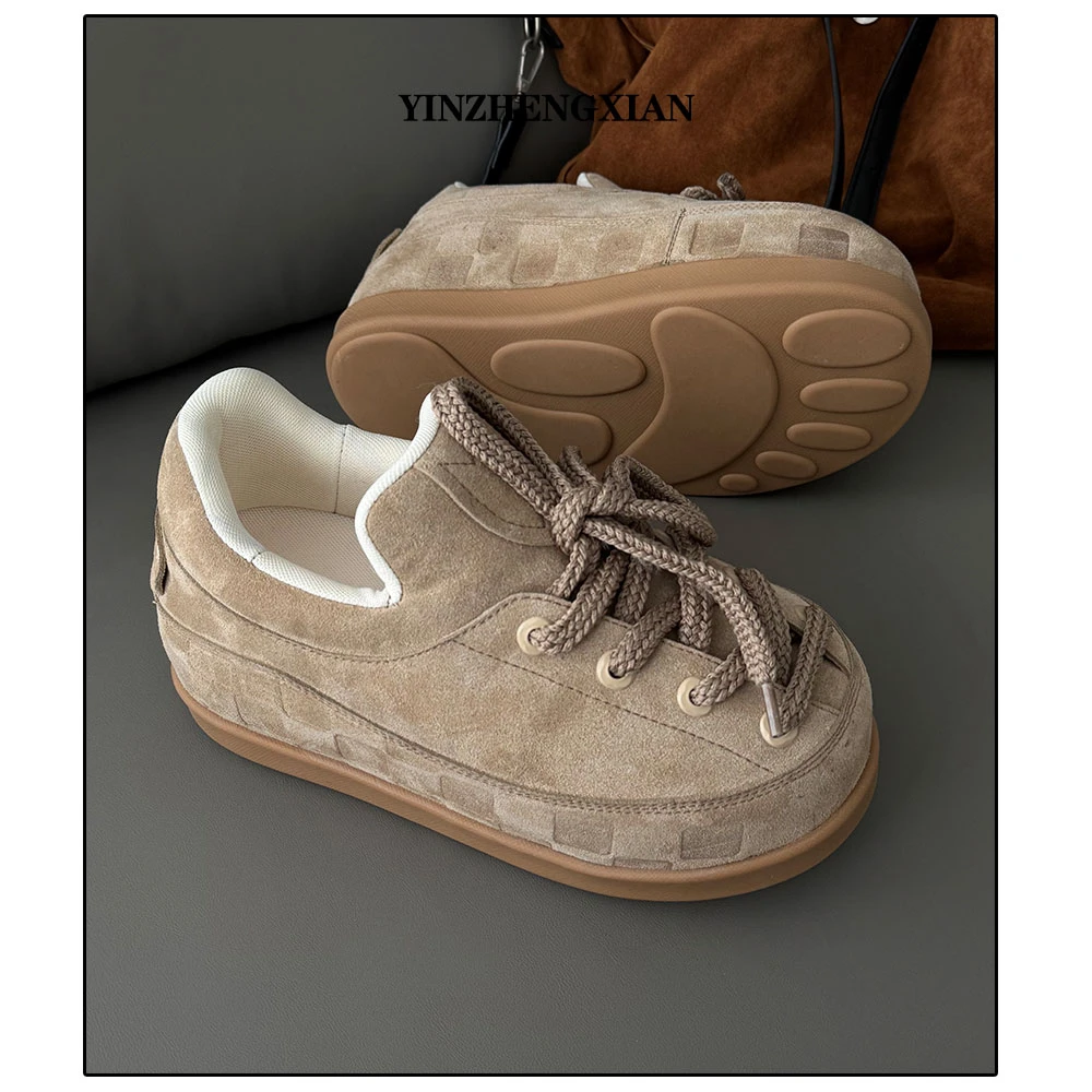 尹政贤 隐形内增高5cm厚底胖丁面包鞋男女休闲板鞋时尚大头面包鞋