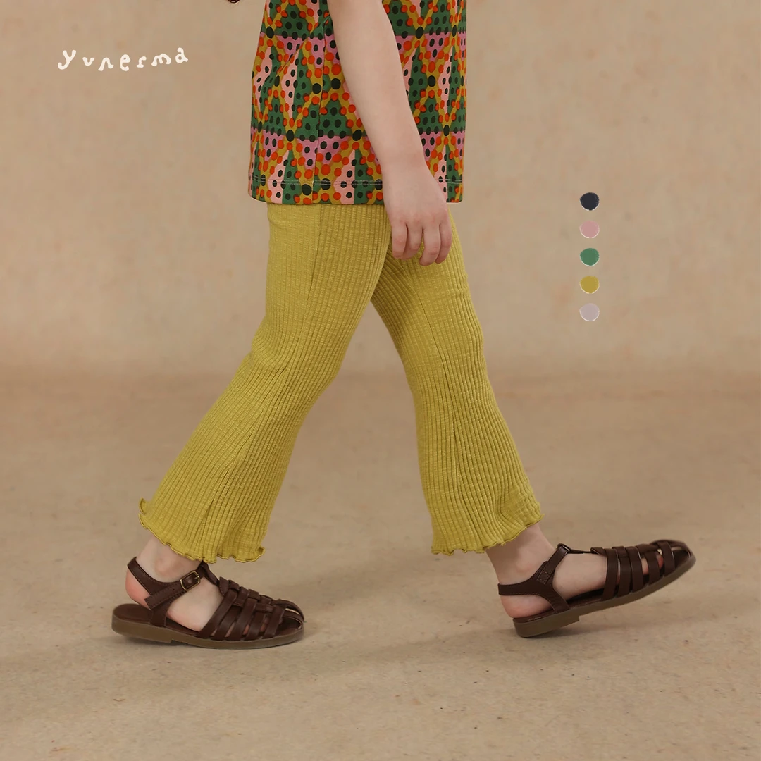 宝宝夏季百搭坑条高弹微喇裤允儿妈女童2025新款休闲裤儿童防蚊裤