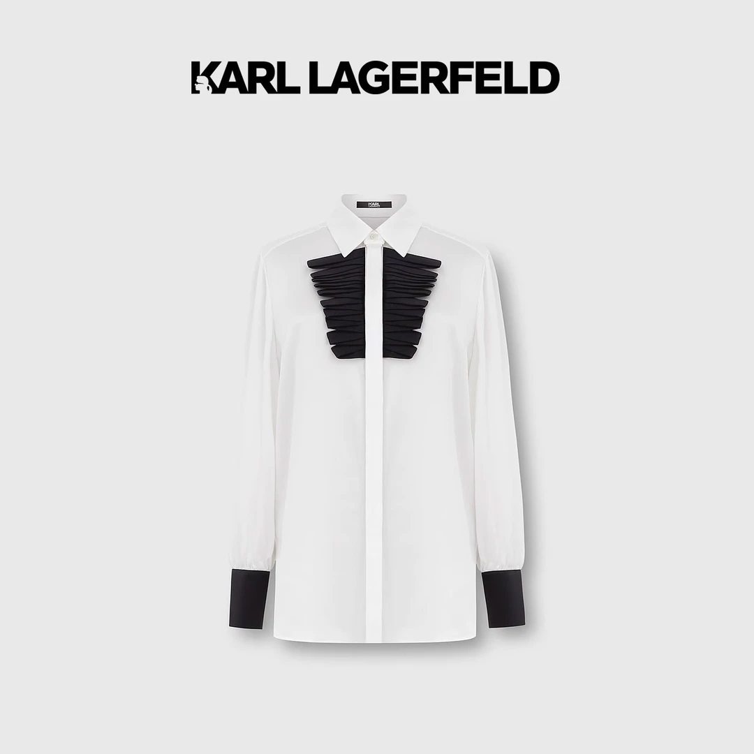 【婷婷专属】KARLLAGERFELD蝴蝶褶饰时尚女士高级感衬衫E33L1699