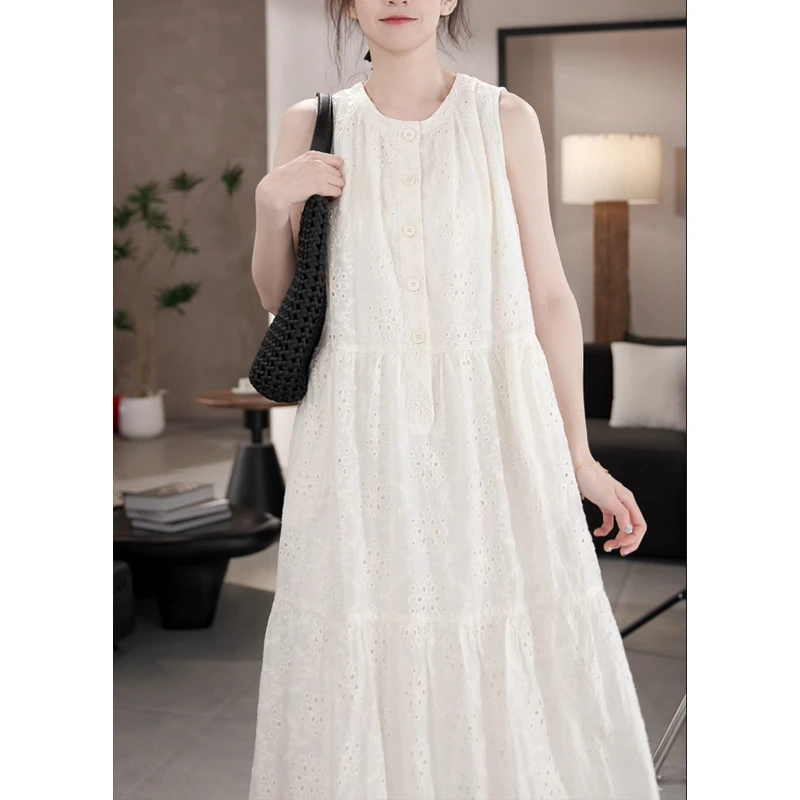 清仓【1956】新款天丝连衣裙显瘦白色蕾丝裙中长款宽松裙子