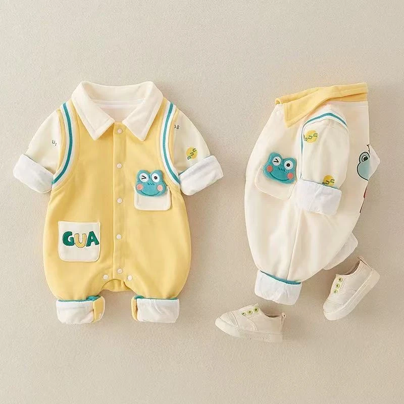 X【优选】婴幼儿男宝宝春秋连体衣满月百天超萌可爱哈衣爬服sy