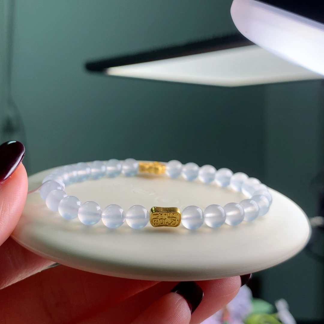 足金镶嵌手链翡翠手串